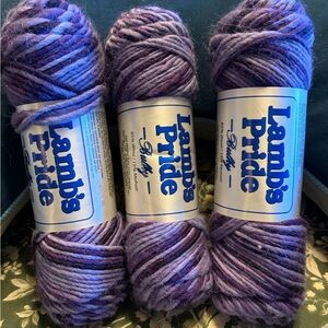 Lamb's Pride Bulky Purple Yarn 3 skeins grapes goodness for hat, shawl, mittens